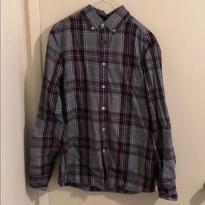 Plaid Long Sleeve Button Down Collar Shirt